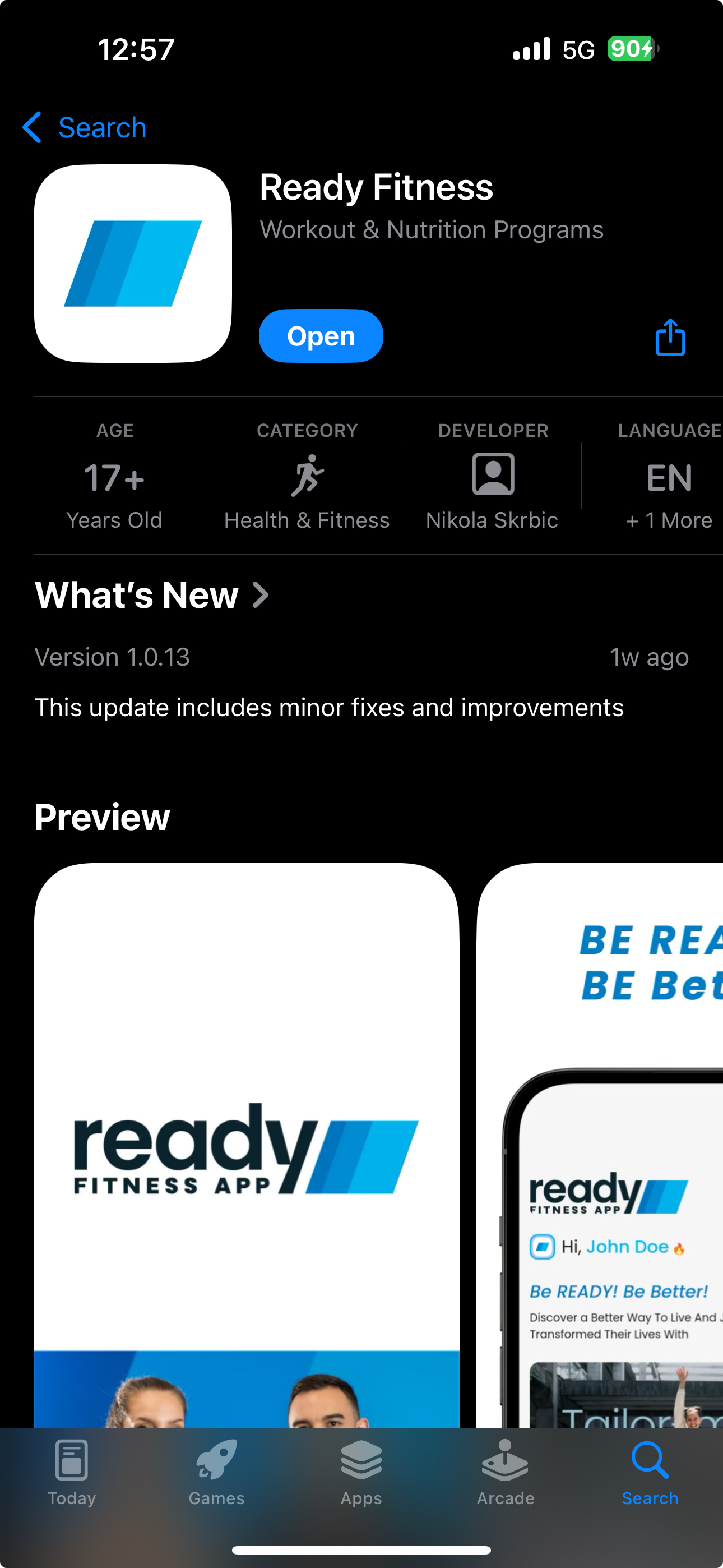 ReadyFitness - alternate view