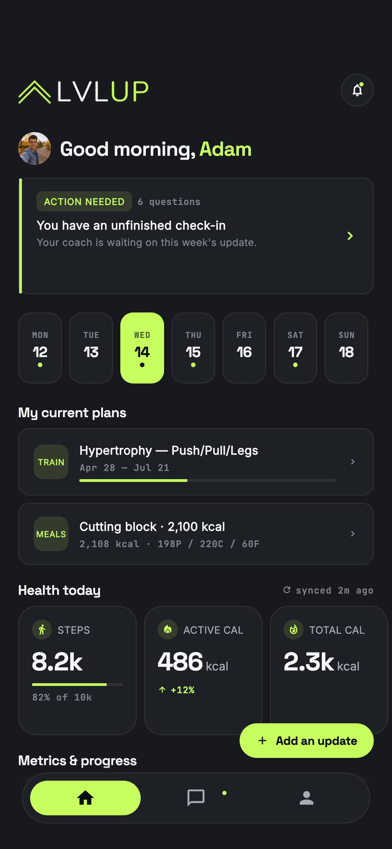 Today's training, in one tap